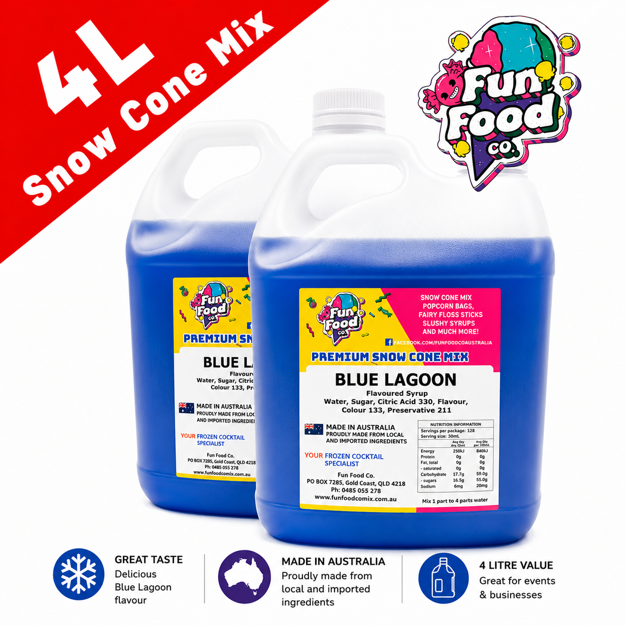 4L Snow Cone Mixes (Box of 2 Flavours)